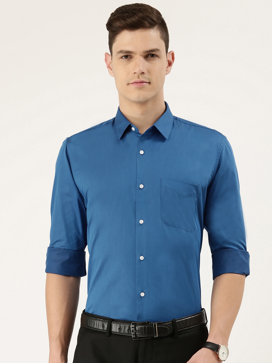 

Peter England Men Blue Slim Fit Pure Cotton Formal Shirt