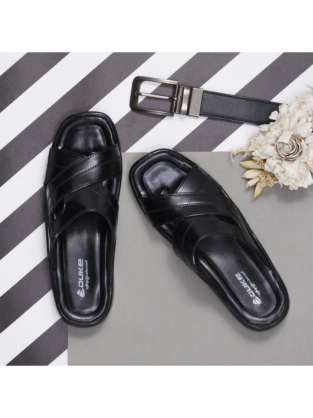 

Duke Men Black Comfort Sandals