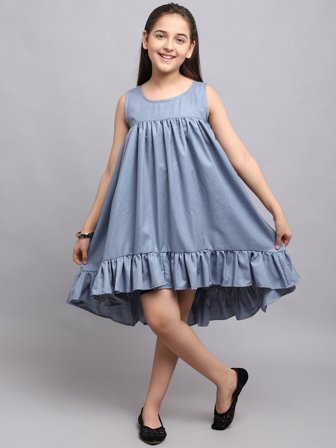 

White World Girls Grey A-Line Midi Dress