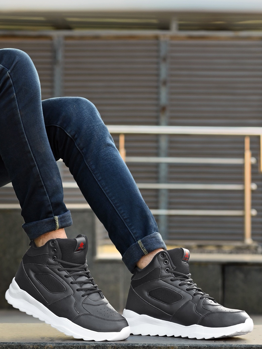 

OFF LIMITS Men Black PU High-Top Sneakers