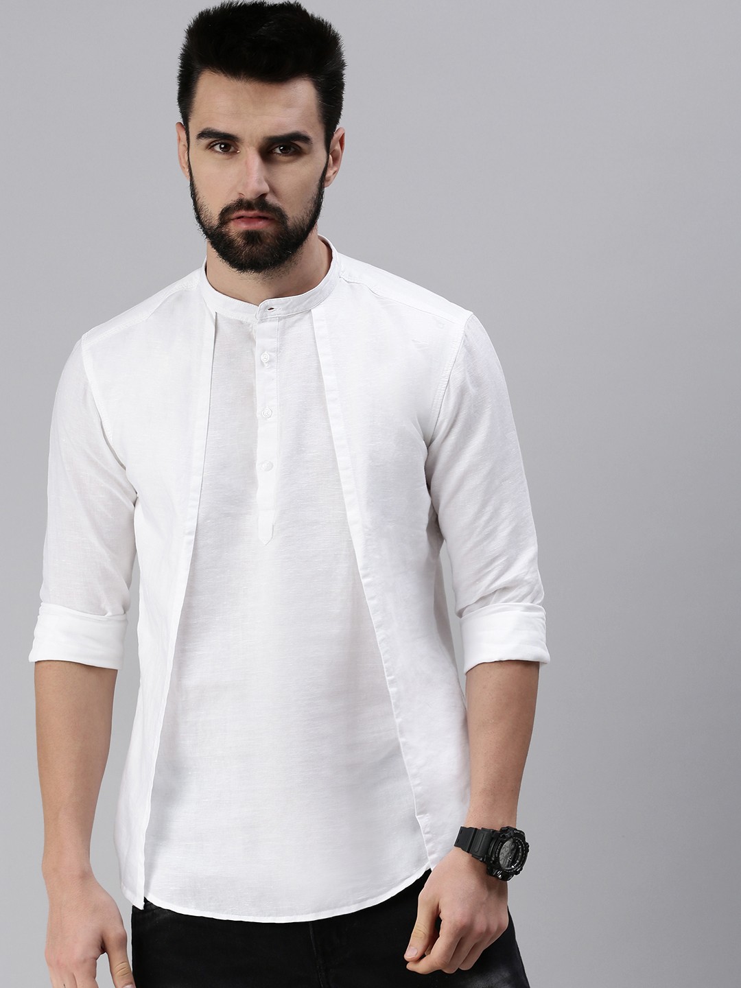 

SHOWOFF Men White Mandarin Collar Kurta