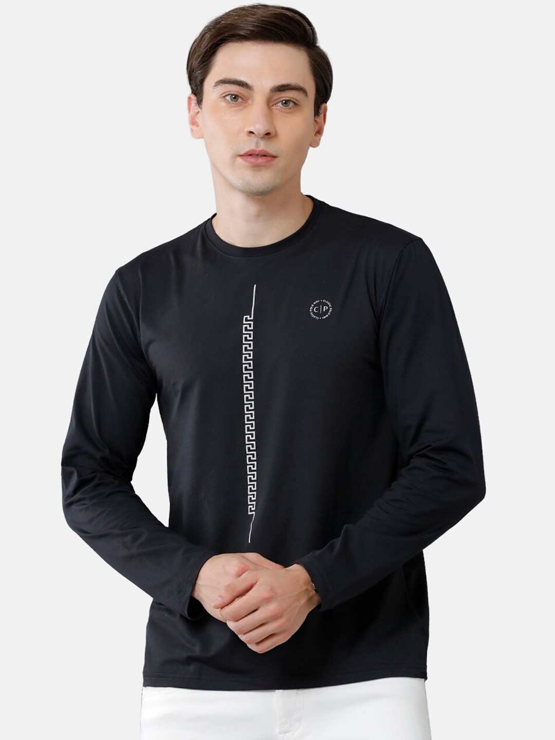 

Classic Polo Men Black Printed Pure Cotton Slim Fit T-shirt