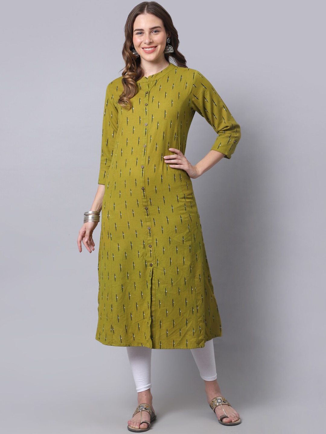 

Pistaa Women Green Quirky Printed Kurta