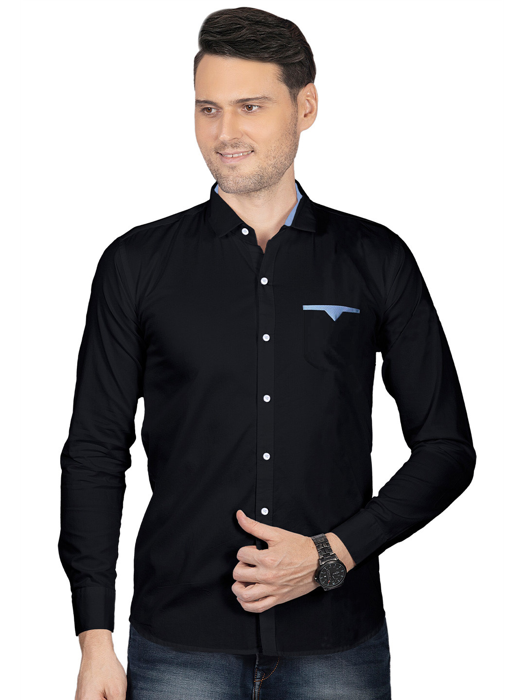 

FINIVO FASHION Men Black Casual Shirt