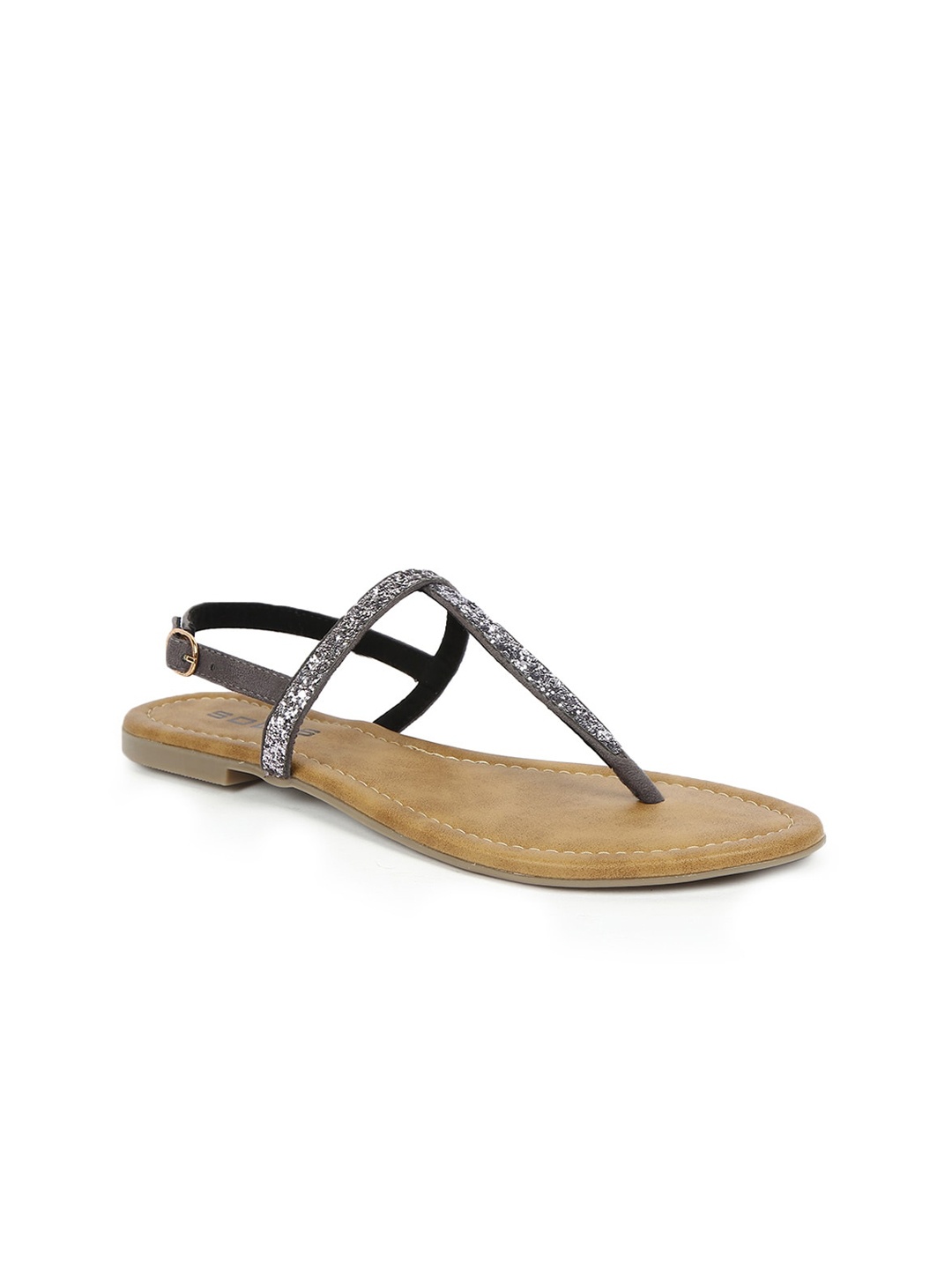 

SOLES Women Metallic Embellished T-Strap Flats