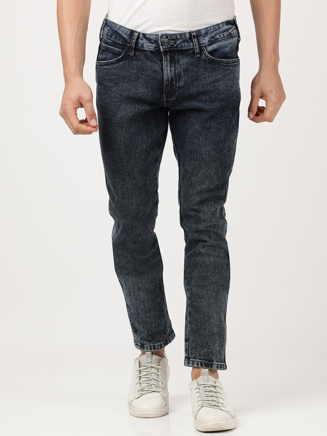 

Wrangler Men Navy Blue Vegas Skinny Fit Low-Rise Light Fade Stretchable Jeans