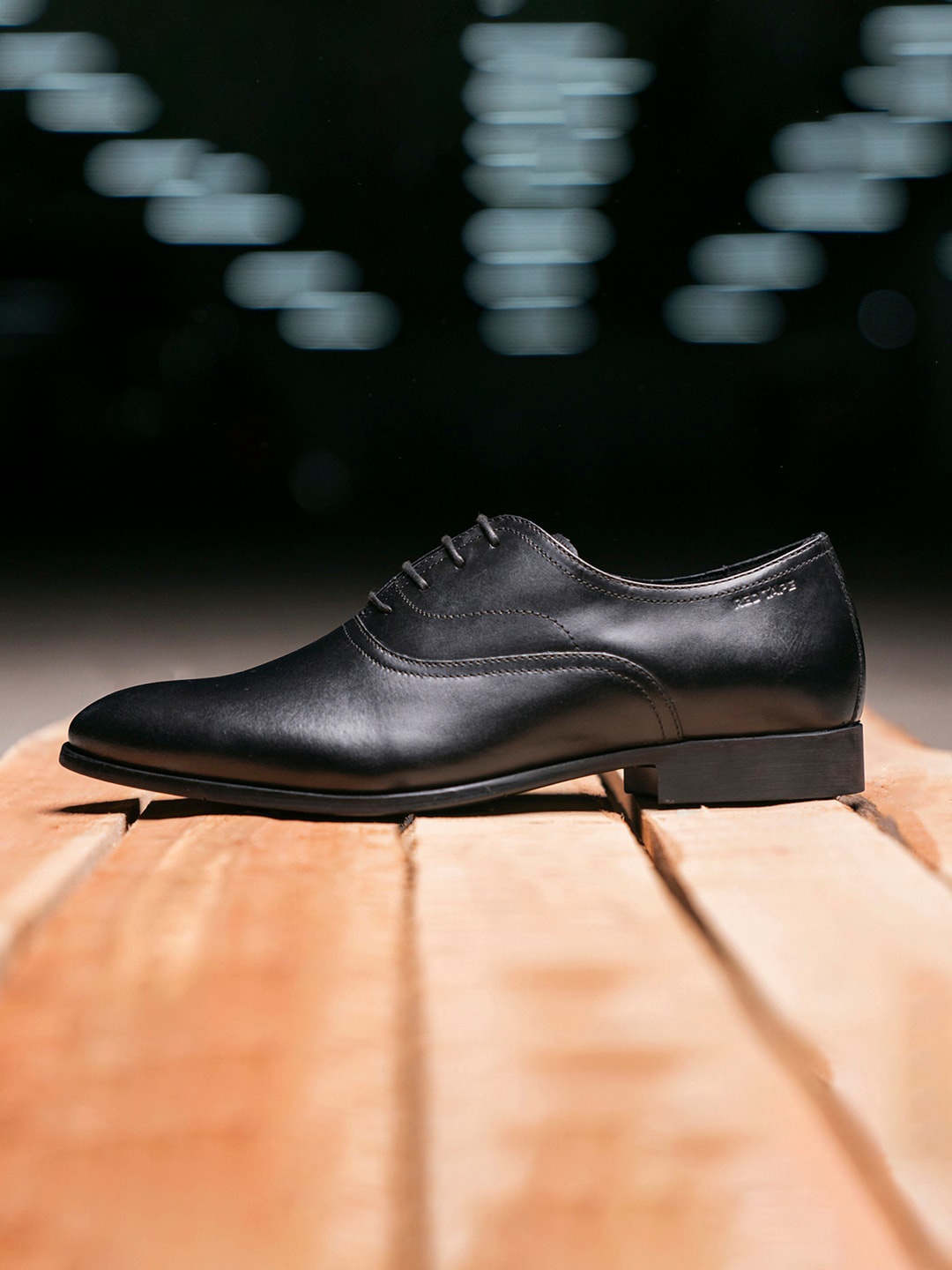 

Red Tape Men Black Solid Leather Formal Derby Shoes