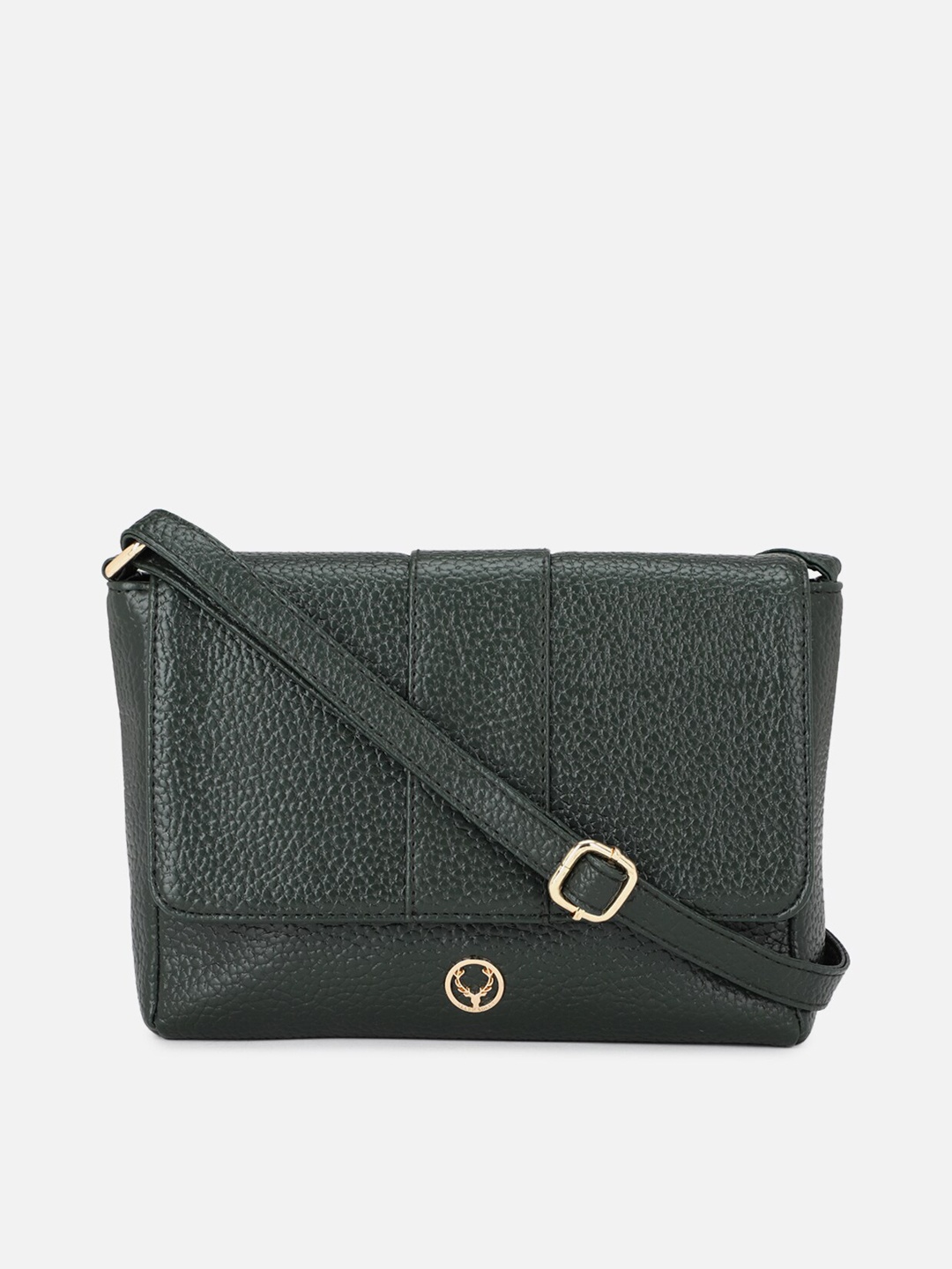 

Allen Solly Green Textured PU Structured Sling Bag