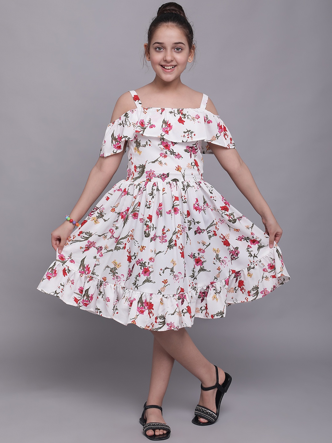 

White World White Floral Crepe Dress