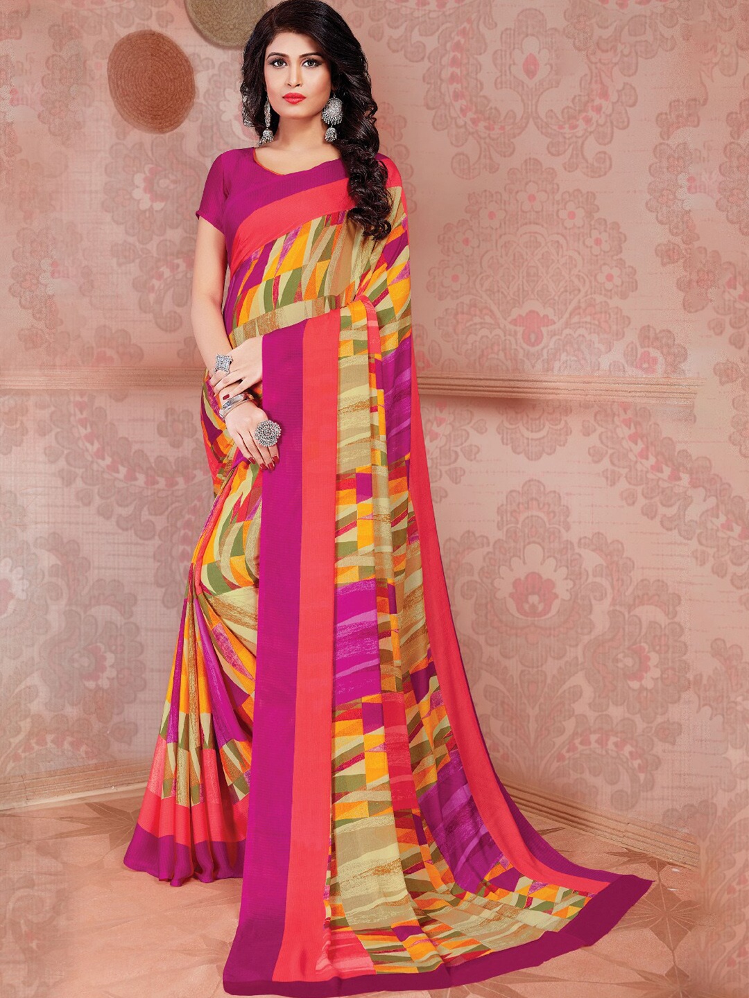 

Shaily Pink & Green Saree