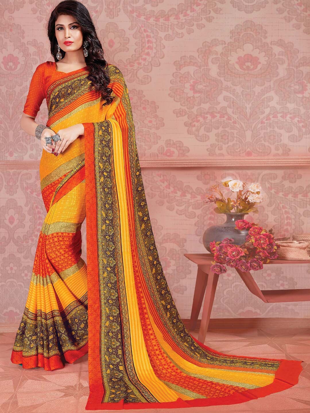 

Shaily Mustard & Yellow Ethnic Motifs Saree