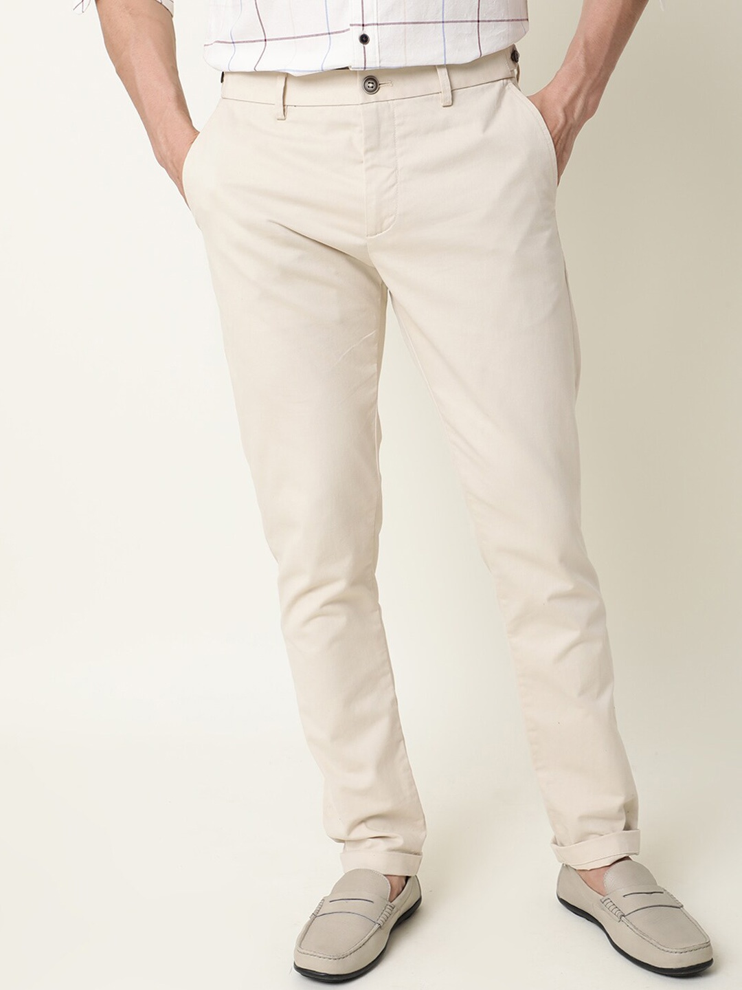 

RARE RABBIT Men Trews-22 Mid-Rise Textured Slim Fit Trouser, Beige