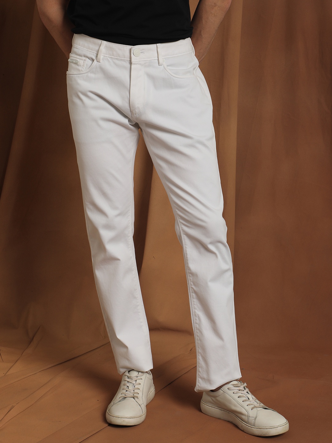 

RARE RABBIT Men Spoke-22 Mid-Rise Slim Fit Trouser, White