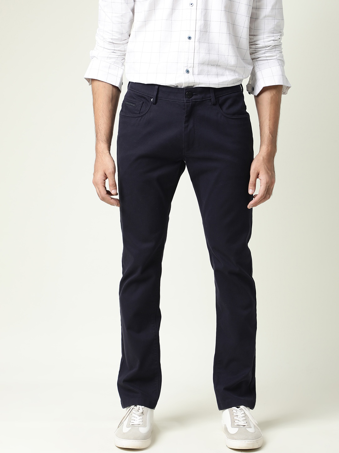 

RARE RABBIT Men Spoke-22 Mid Rise Slim Fit Trouser, Navy blue