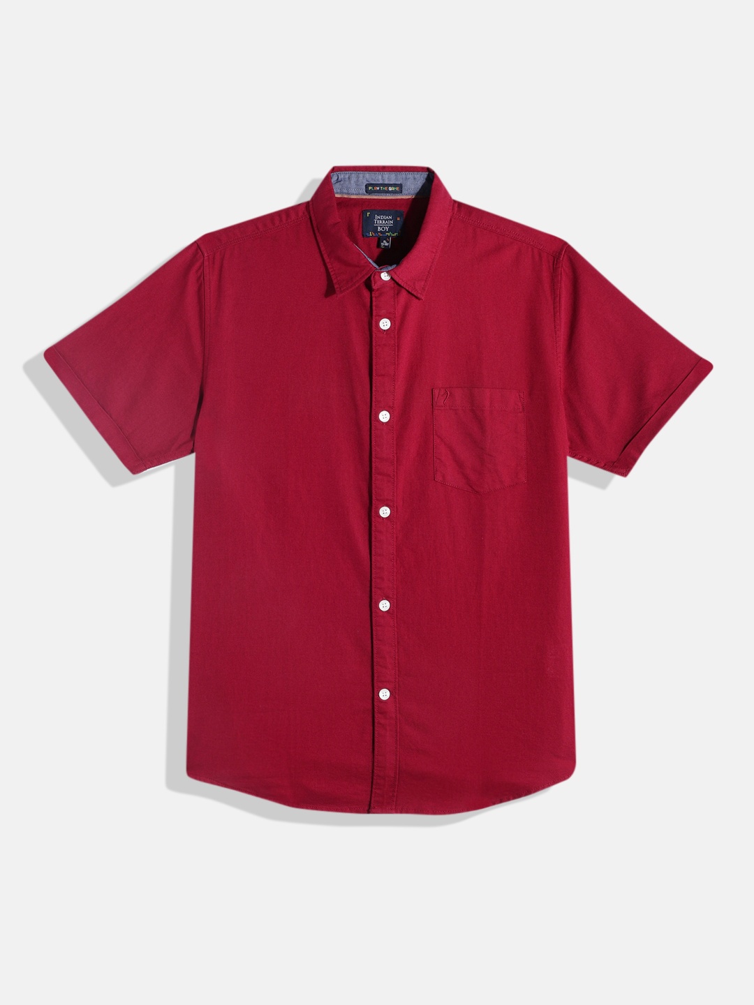 

Indian Terrain Boys Standard Pure Cotton Casual Shirt, Red