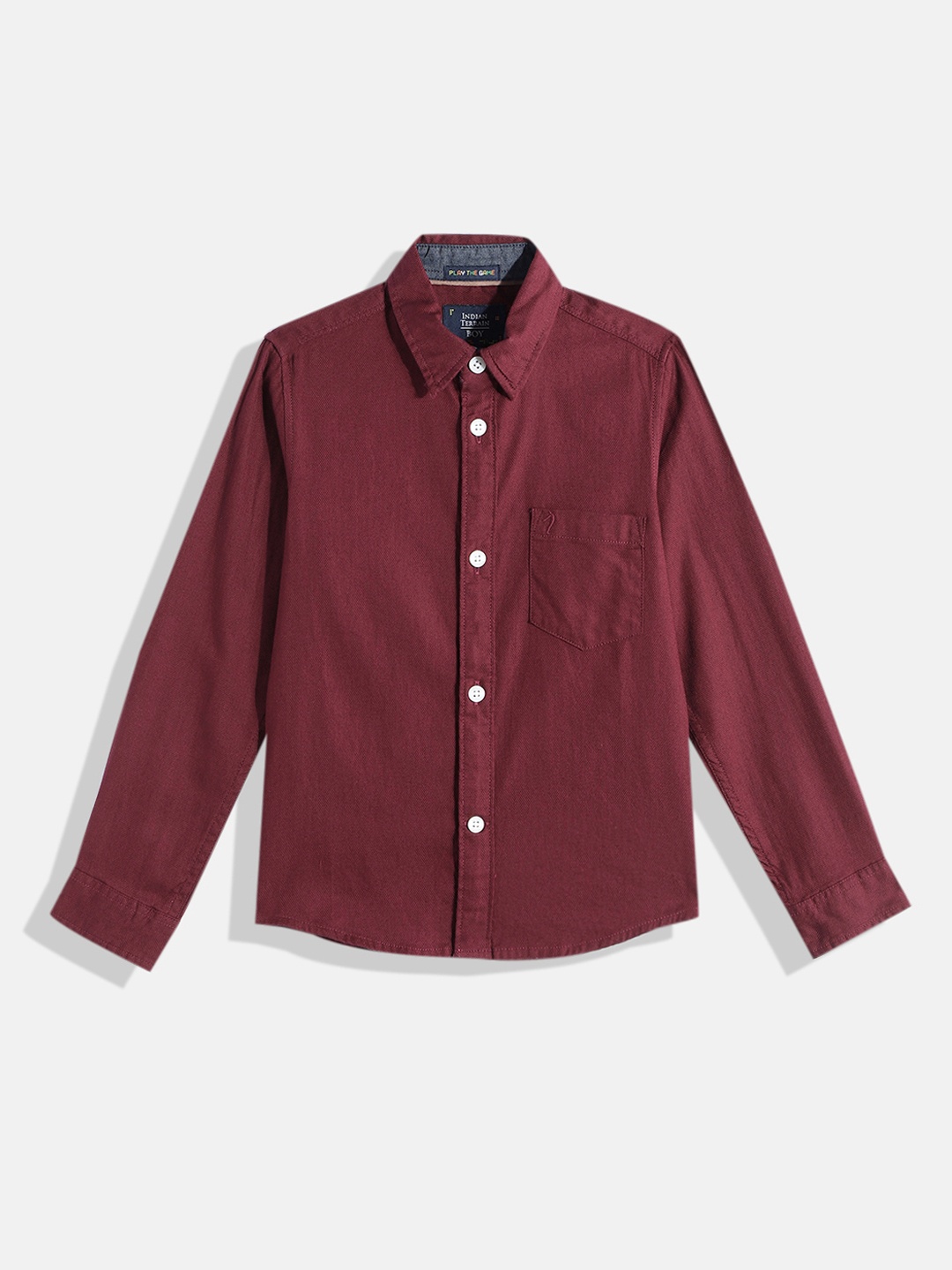 

Indian Terrain Boys Standard Slim Fit Opaque Pure Cotton Casual Shirt, Burgundy