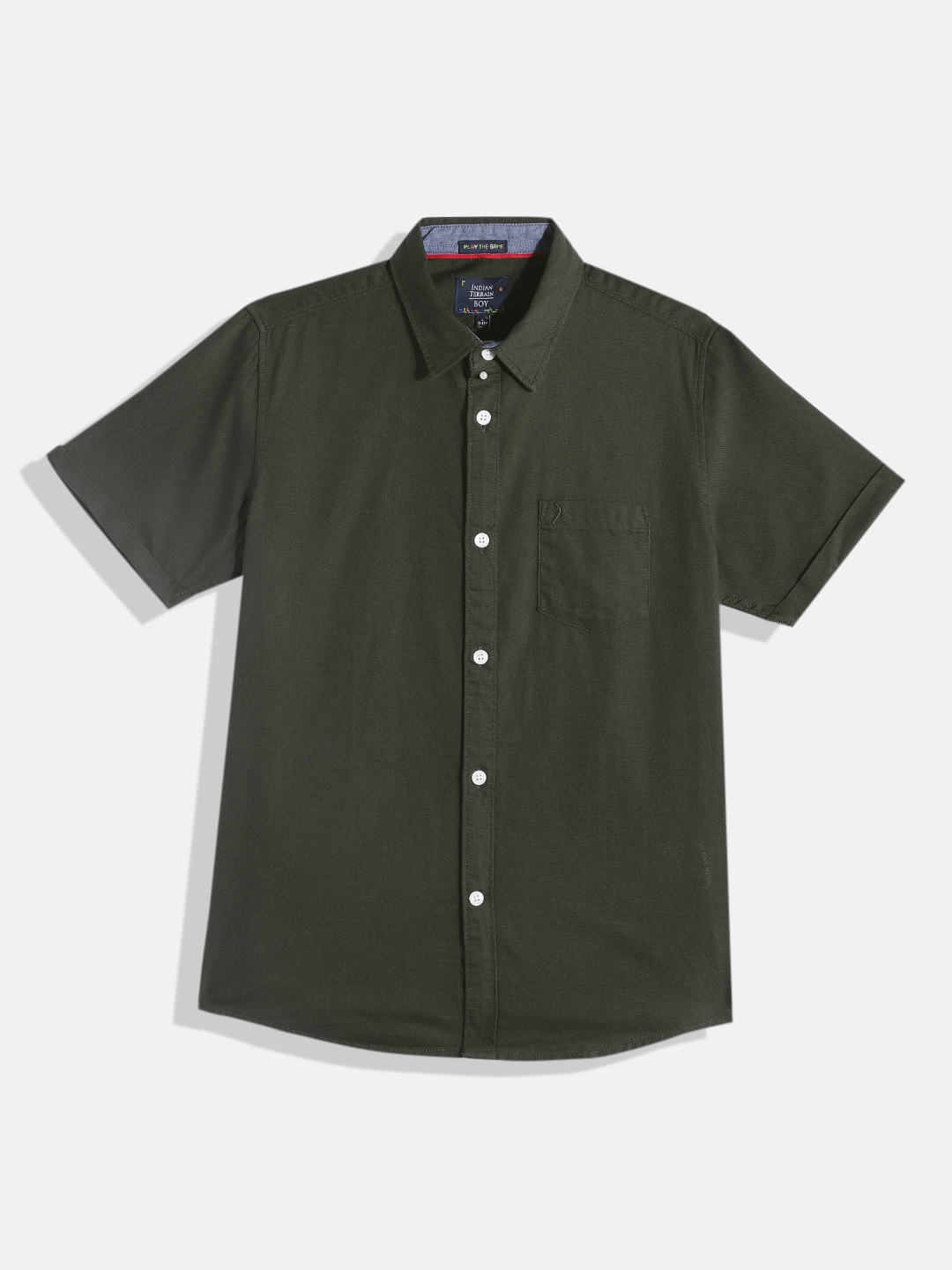 

Indian Terrain Boys Standard Slim Fit Pure Cotton Casual Shirt, Green