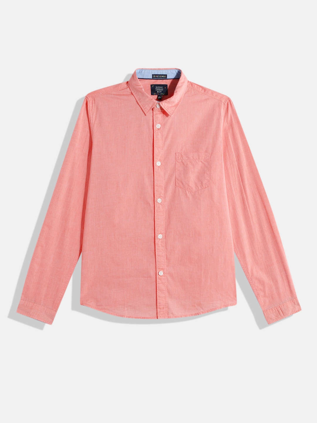

Indian Terrain Boys Standard Slim Fit Pure Cotton Casual Shirt, Peach