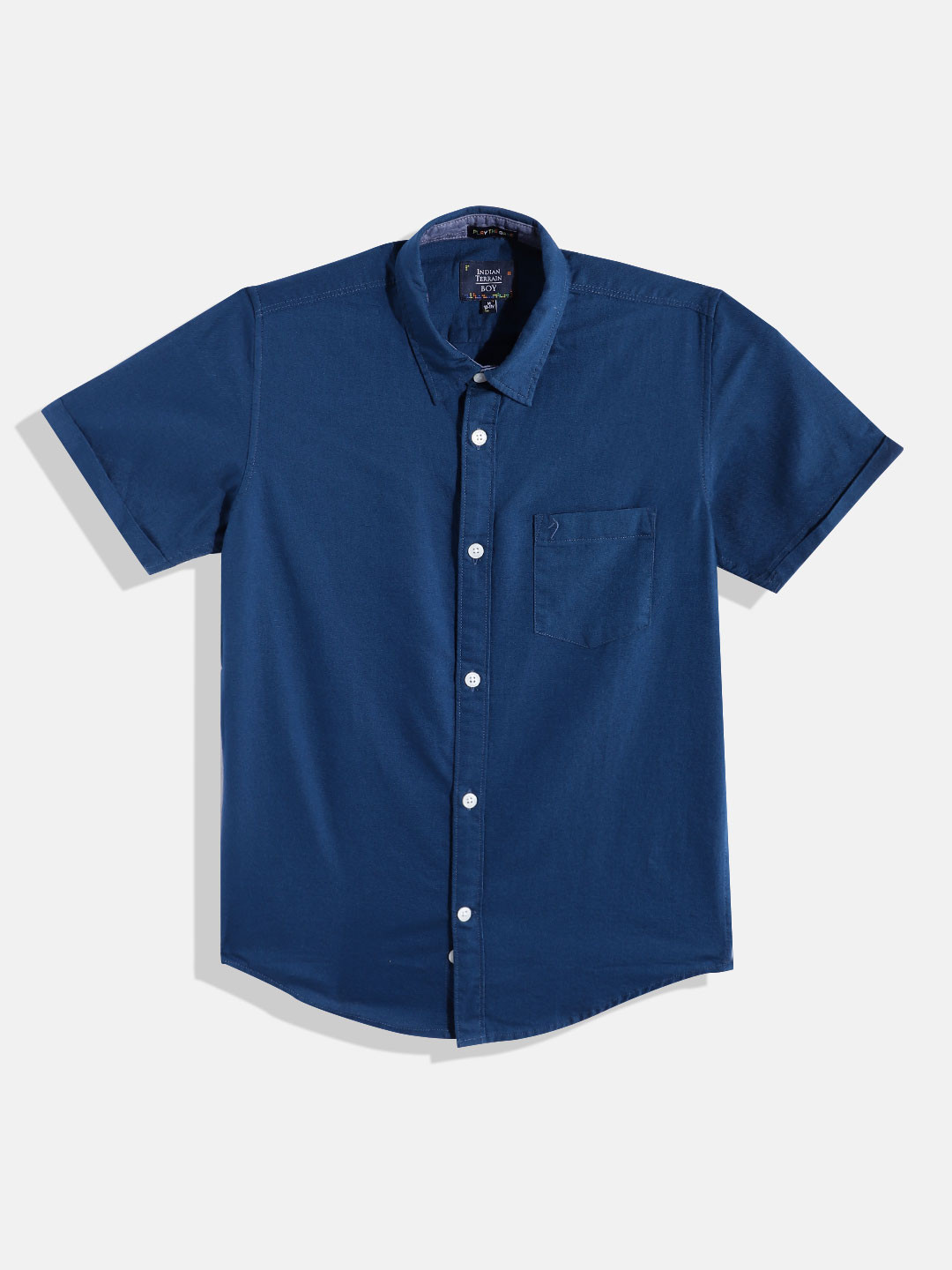 

Indian Terrain Boys Pure Cotton Regular Fit Casual Shirt, Navy blue