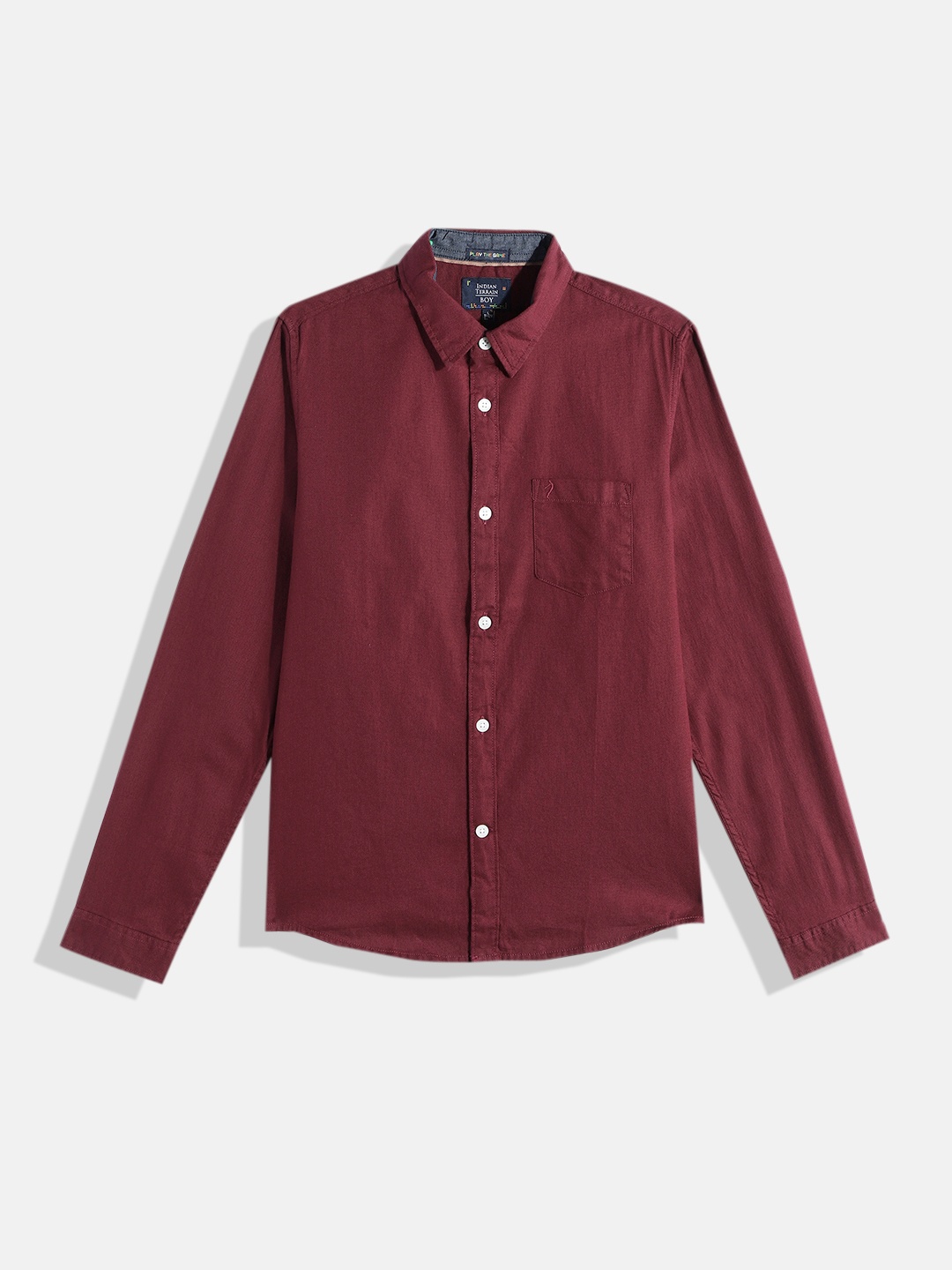 

Indian Terrain Boys Standard Slim Fit Pure Cotton Casual Shirt, Burgundy
