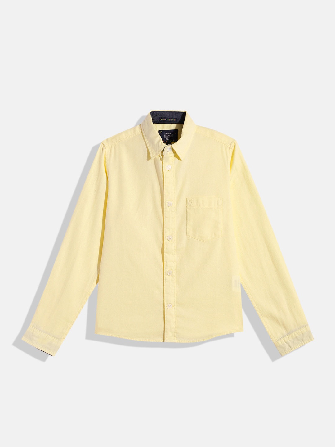 

Indian Terrain Boys Solid Standard Regular Fit Opaque Pure Cotton Casual Shirt, Yellow