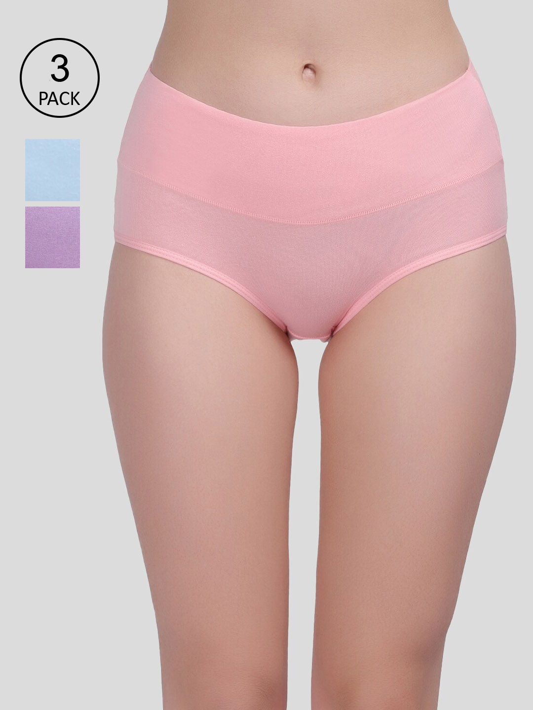 Amour Secret Women Pack Of 3 Solid Hipster Briefs, Purple