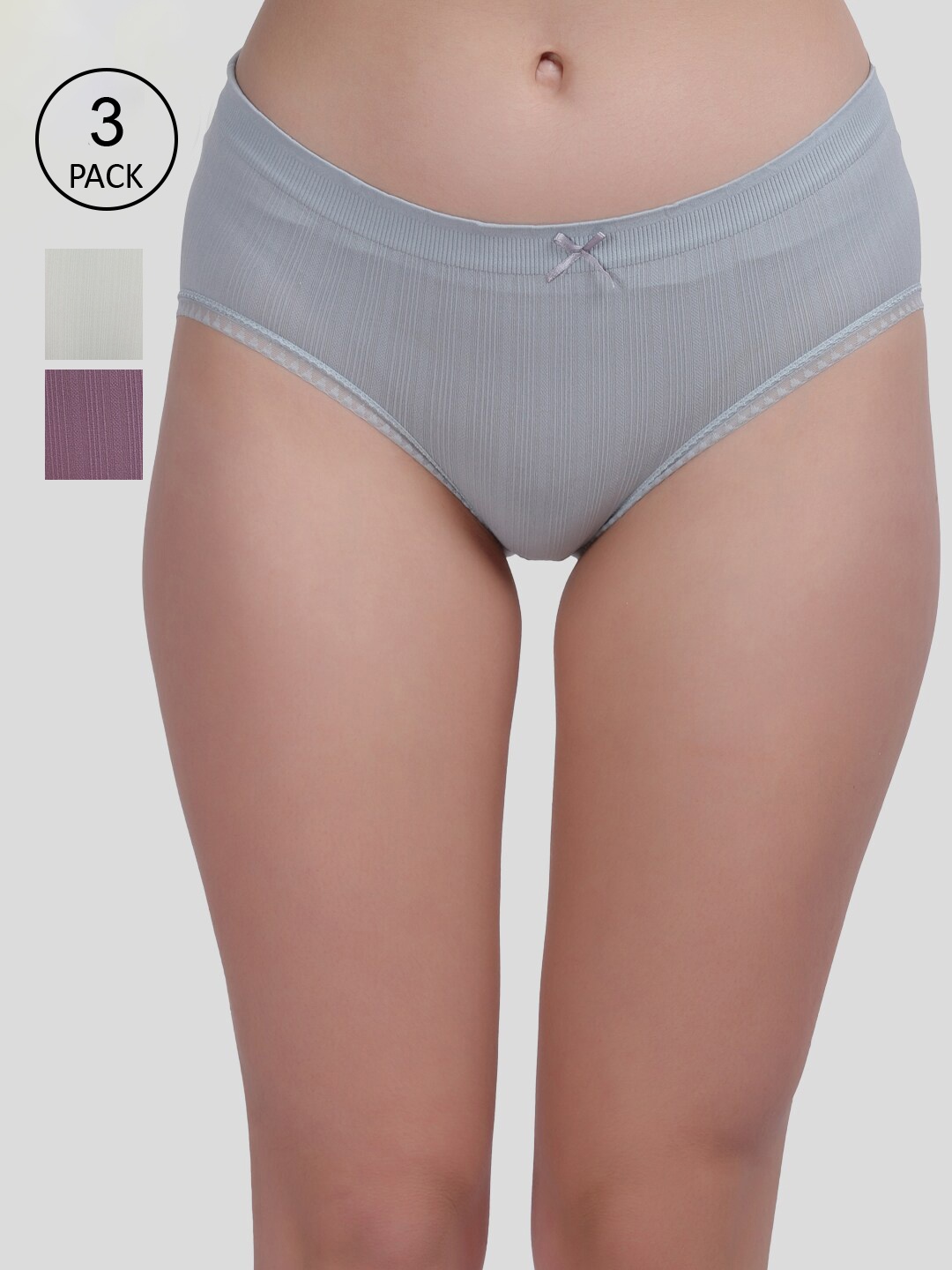 

Amour Secret Women Pack Of 3 Solid Hipster Briefs, Grey