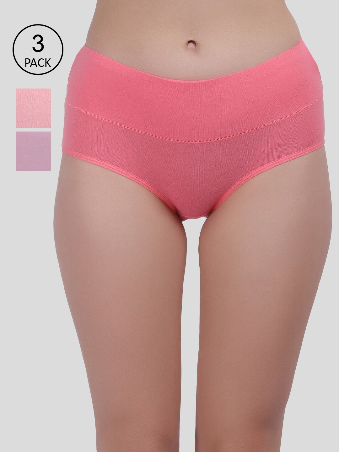 

Amour Secret Pack Of 3 Solid Hipster Briefs, Coral