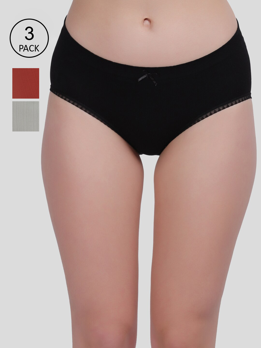

Amour Secret Women Pack Of 3 Solid Hipster Briefs, Black