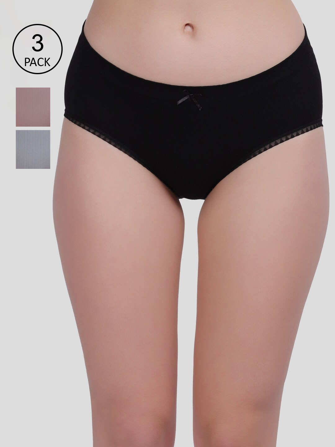 

Amour Secret Women Pack Of 3 Black & Blue Solid Cotton Hipster Briefs P2003