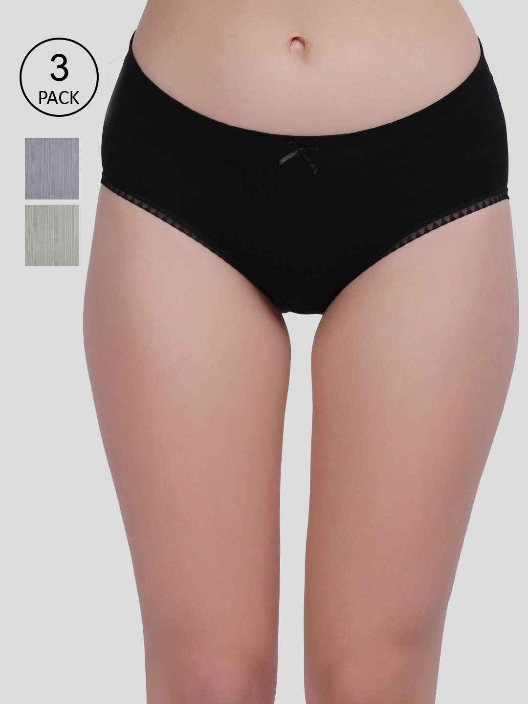 

Amour Secret Women Pack Of 3 Striped Hipster Briefs, Black