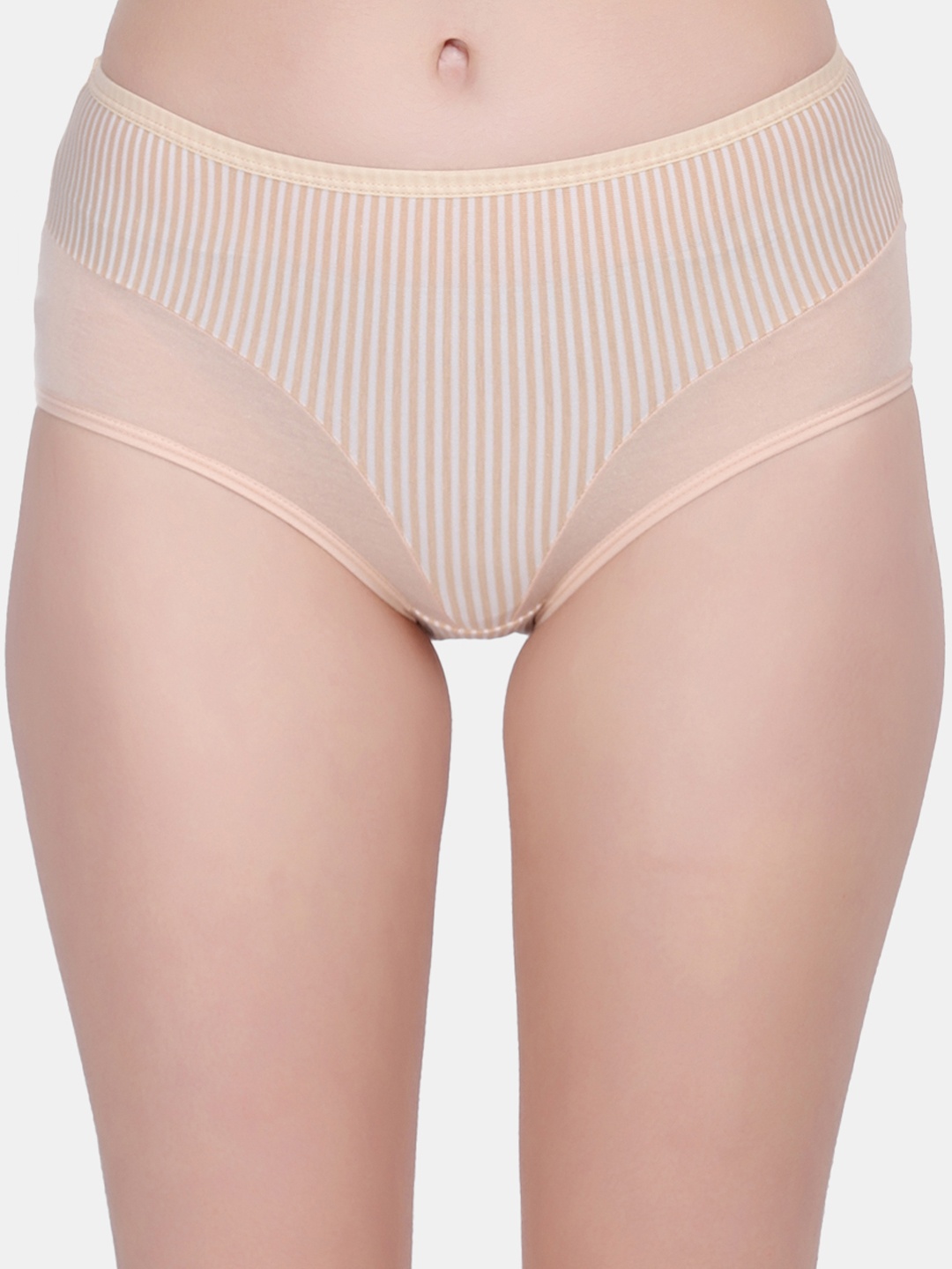 

Amour Secret Women Pack of 3 Striped Hipster Cotton Briefs, Nude