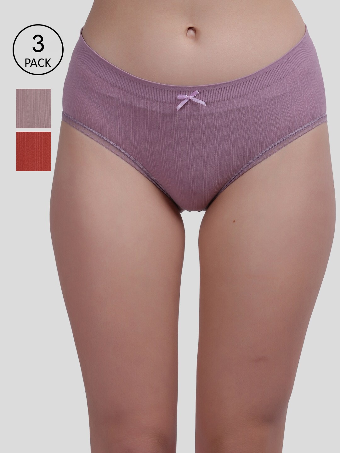 

Amour Secret Women Pack Of 3 Solid Hipster Briefs, Purple