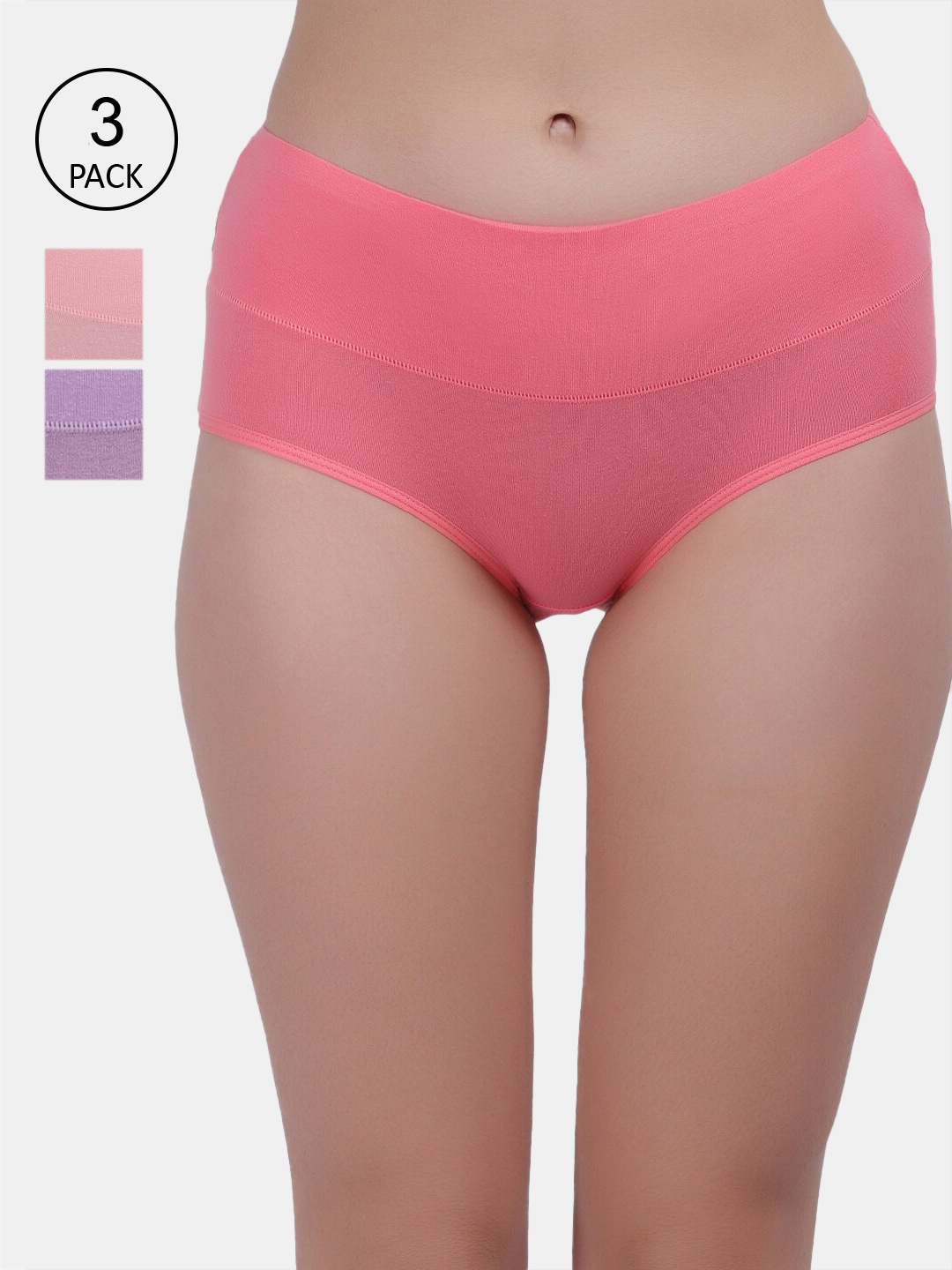 

Amour Secret Women Pack Of 3 Solid Hipster Briefs, Pink