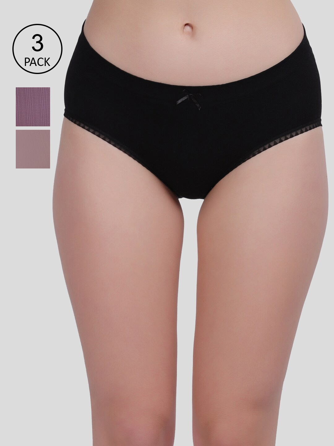 

Amour Secret Women Pack of 3 Anti Bacterial Hipster Briefs, Black