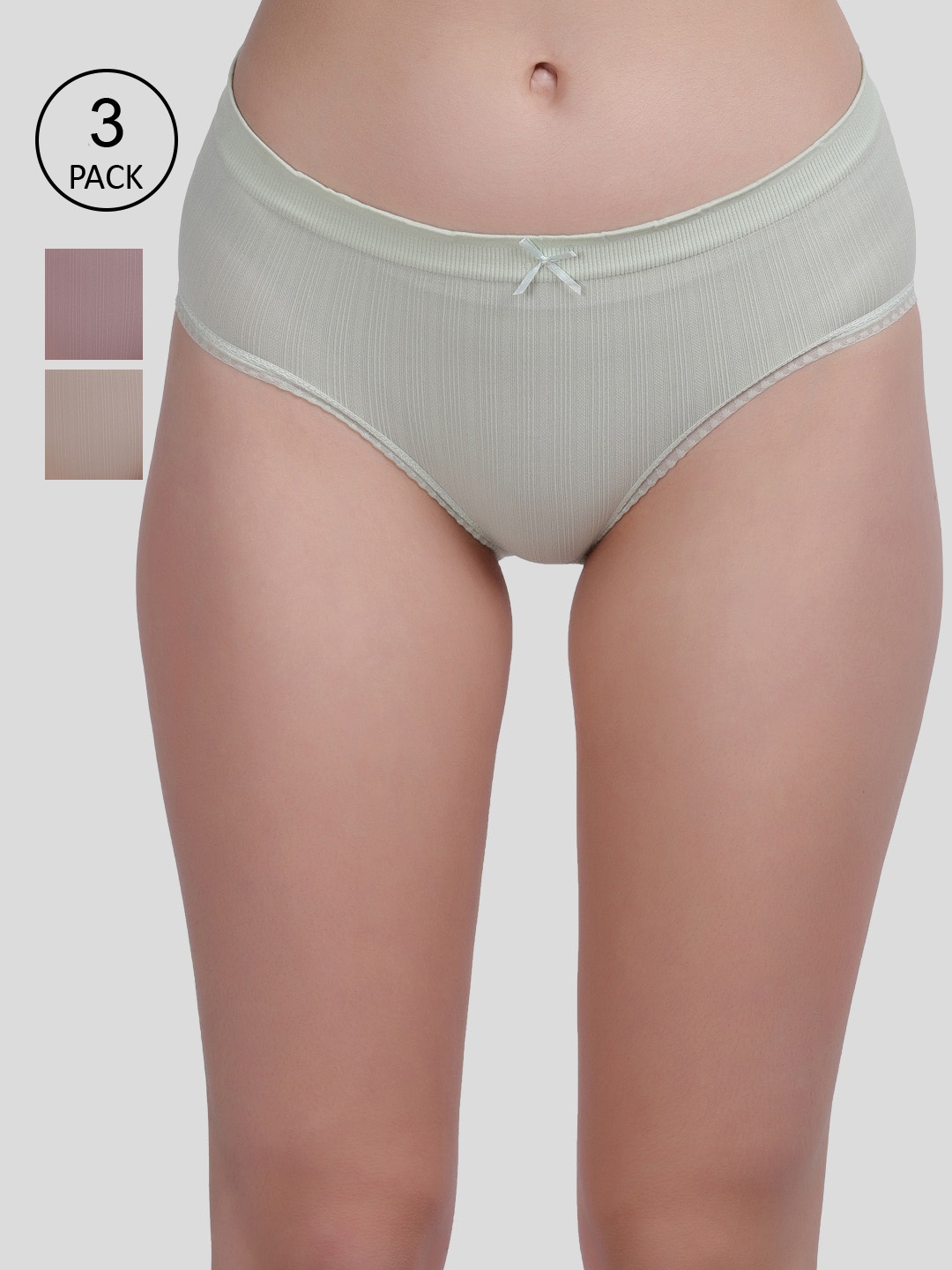 

Amour Secret Women Pack Of 3 Solid Hipster Briefs, Green
