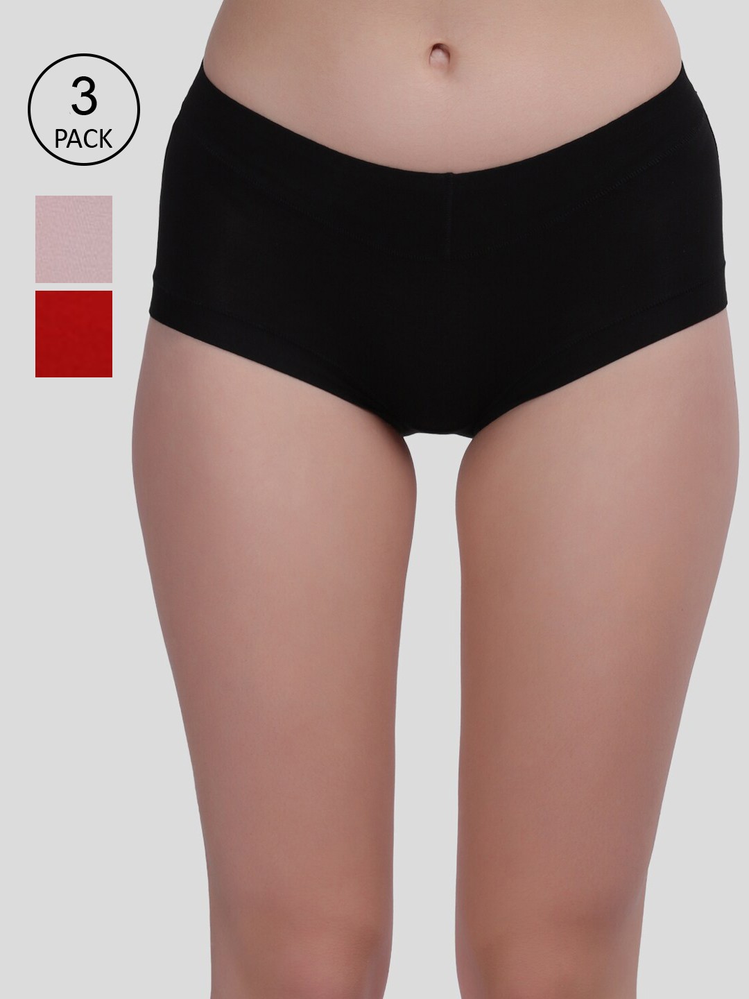 

Amour Secret Women Pack Of 3 Solid Mid-Rise Hipster Briefs, Black