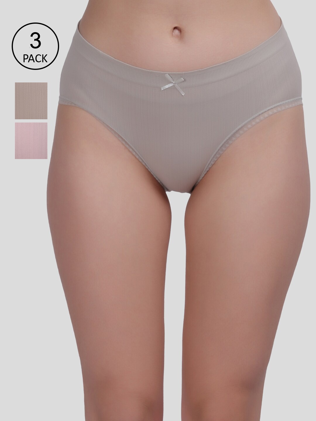

Amour Secret Women Pack Of 3 Solid Hipster Briefs, Grey