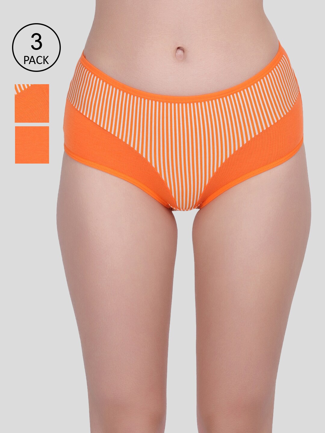 

Amour Secret Women Pack of 3 Solid Hipster Briefs, Orange