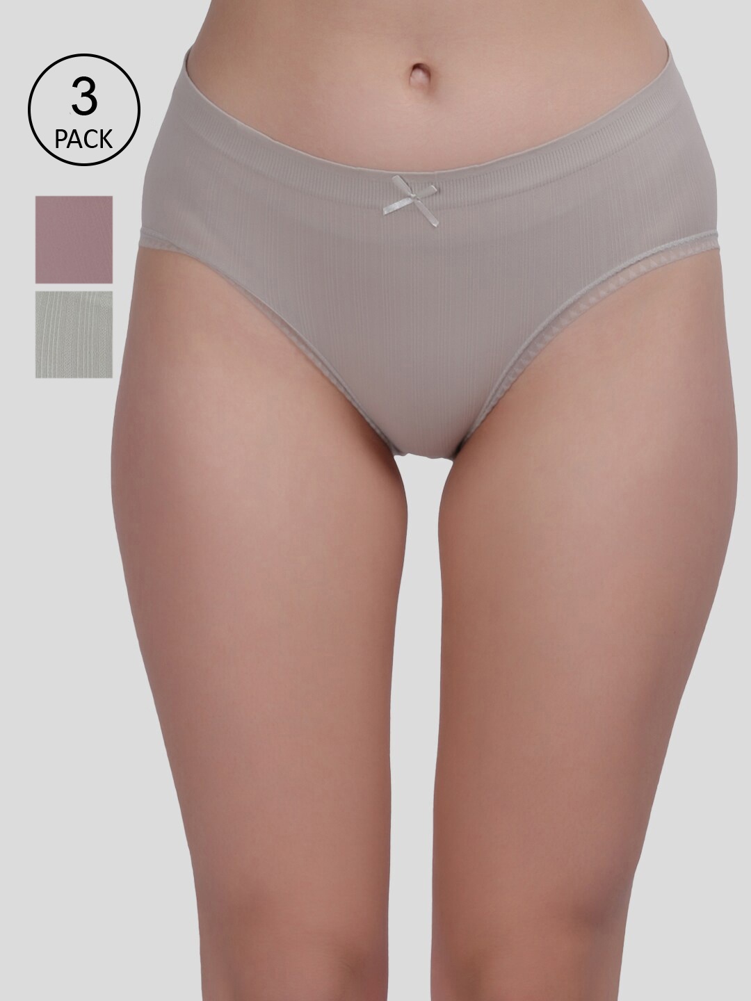 

Amour Secret Women Pack of 3 Anti Bacterial Hipster Panty P2003, Grey