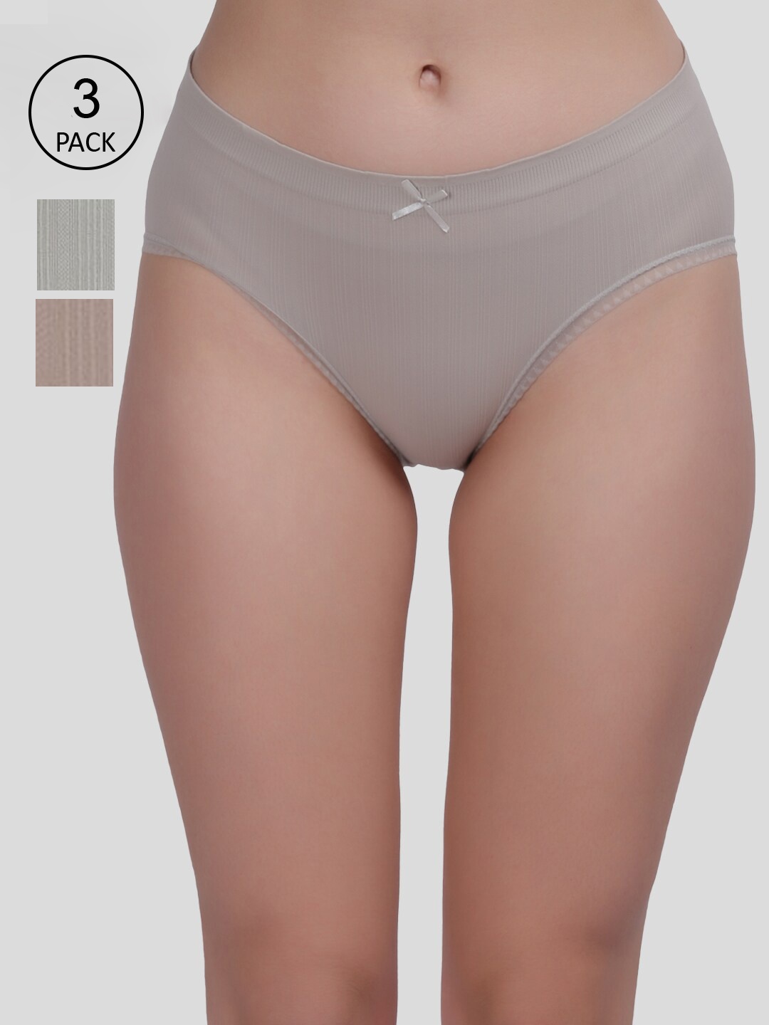 

Amour Secret Women Pack Of 3 Solid Hipster Briefs, Grey