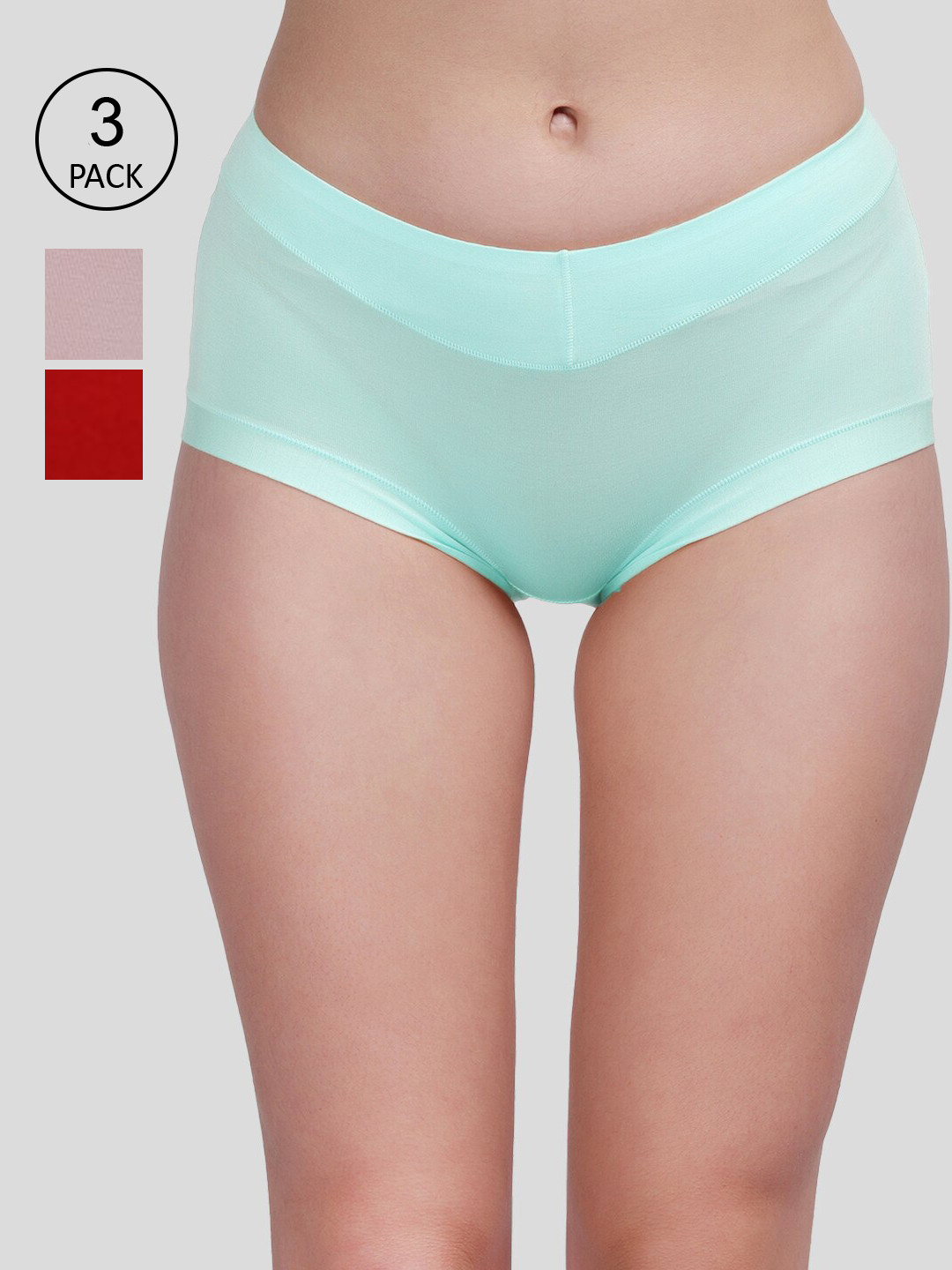 

Amour Secret Sea Green & Red Pack of 3 Solid Anti-Bacterial Hipster Briefs