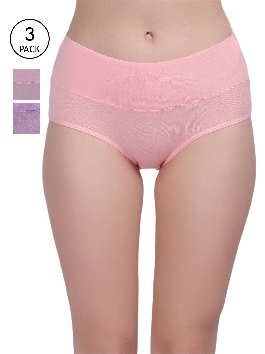 

Amour Secret Women Peach, Pink & Purple Pack Of 3 Solid Hipster Briefs
