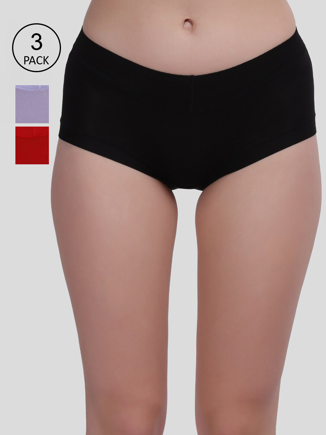 

Amour Secret Women Pack of 3 Anti Bacterial Hipster Briefs, Red