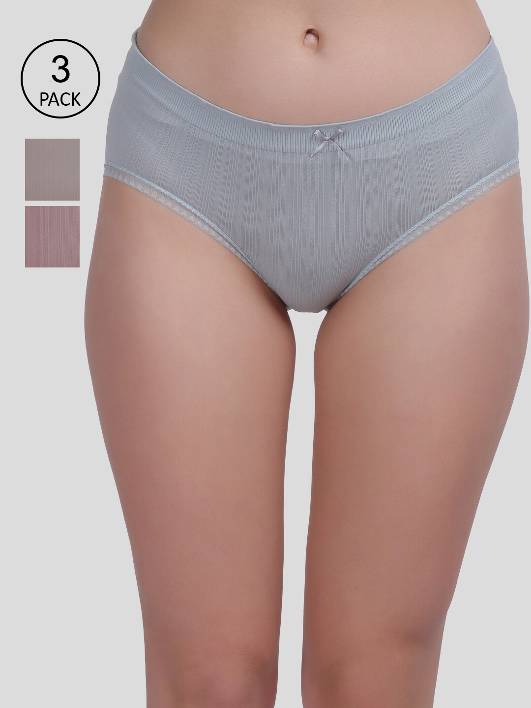 

Amour Secret Women Pack Of 3 Solid Mid-Rise Hipster Briefs, Blue