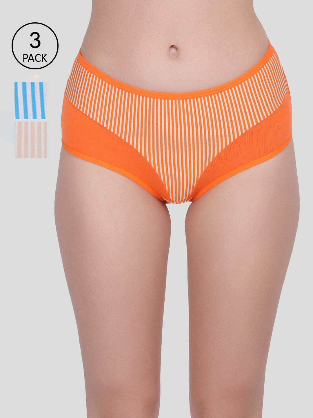 

Amour Secret Women Orange & Blue Pack of 3 Anti Bacterial Hipster Briefs