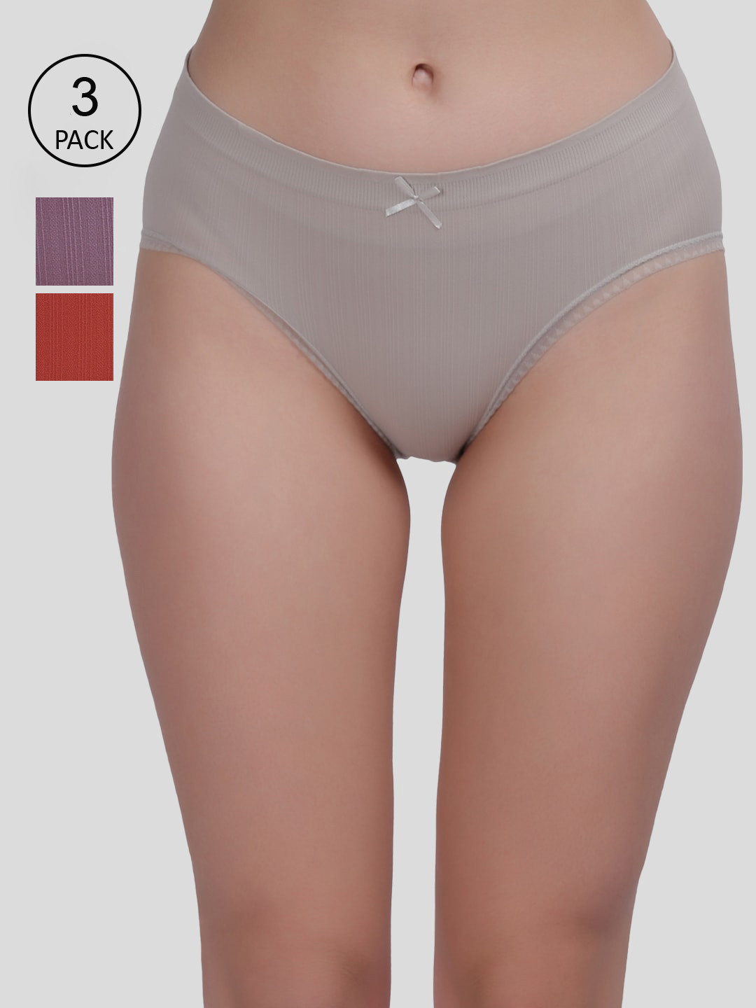 

Amour Secret Women Grey & Purple Pack of 3 Solid Hipster Briefs