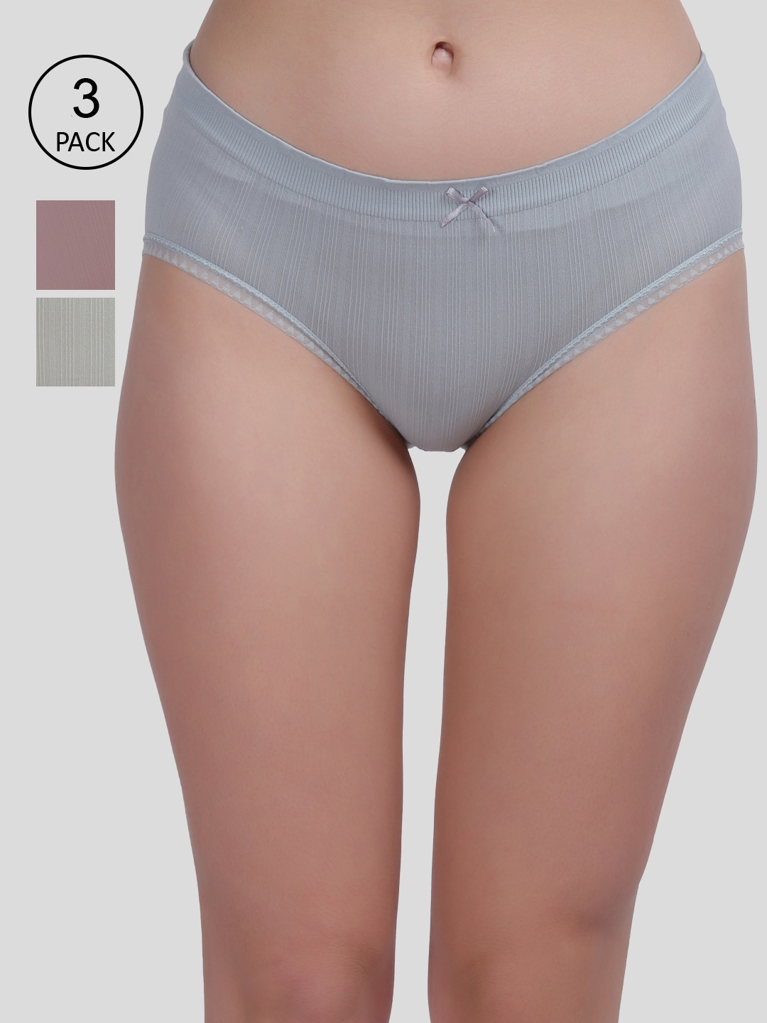 

Amour Secret Women Pack Of 3 Blue Mauve & Green Solid Hipster Briefs