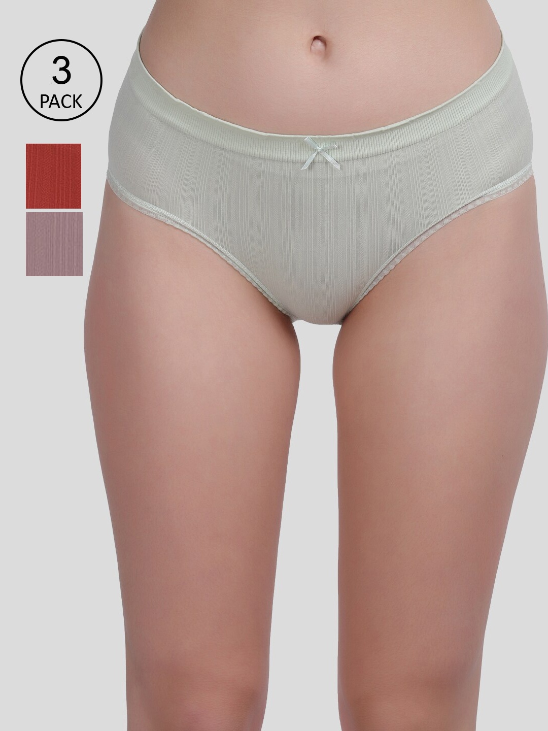 

Amour Secret Women Green & Pink Pack Of 3 Solid Hipster Briefs
