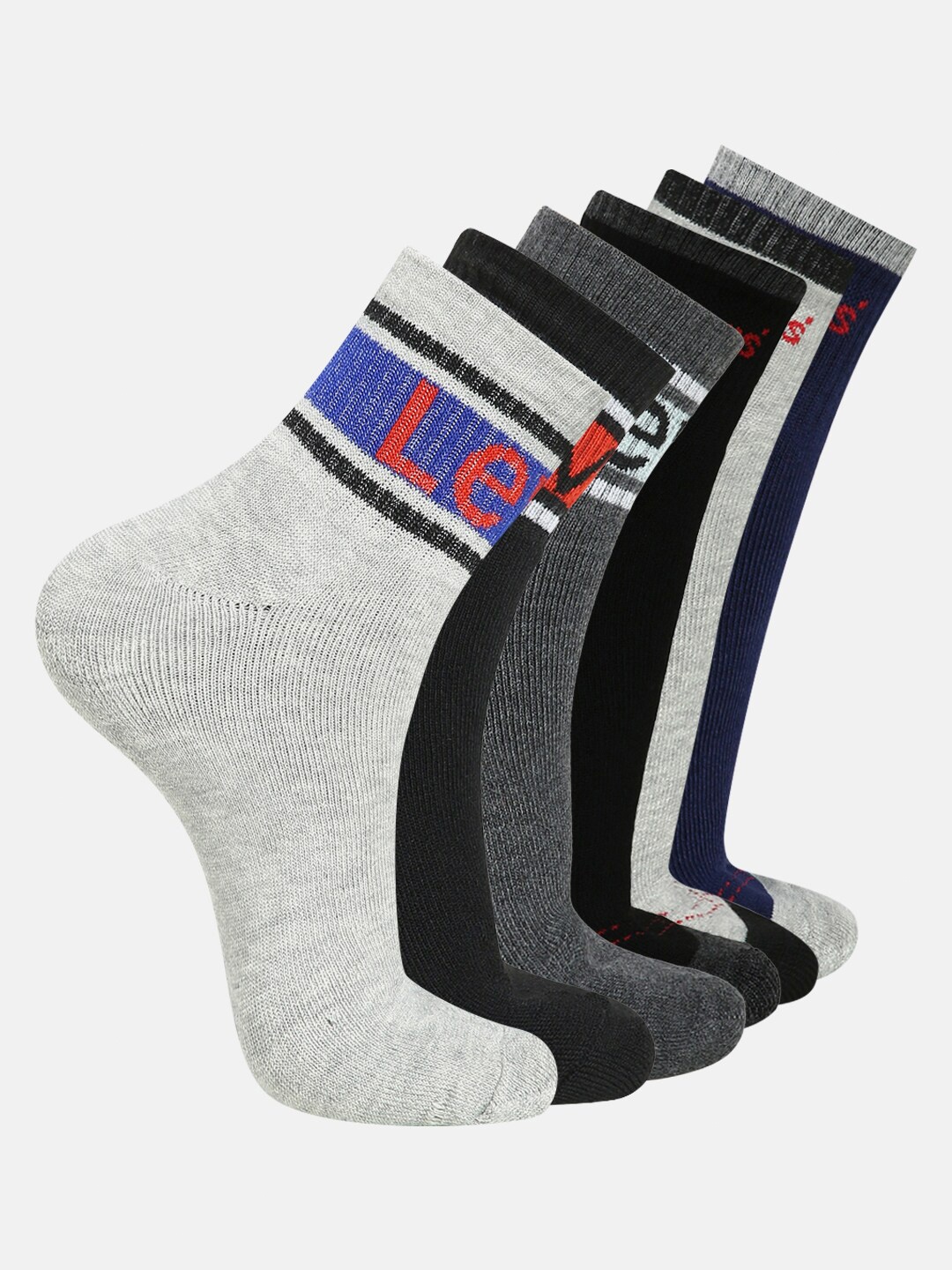 

Levis Men Pack Of 6 Assorted Ankle-Length Socks